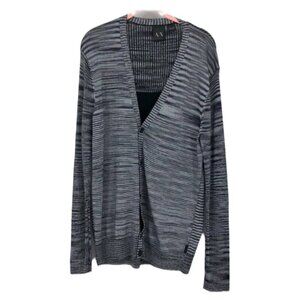 Armani Exchange grey purple space dye button front rayon cardigan
